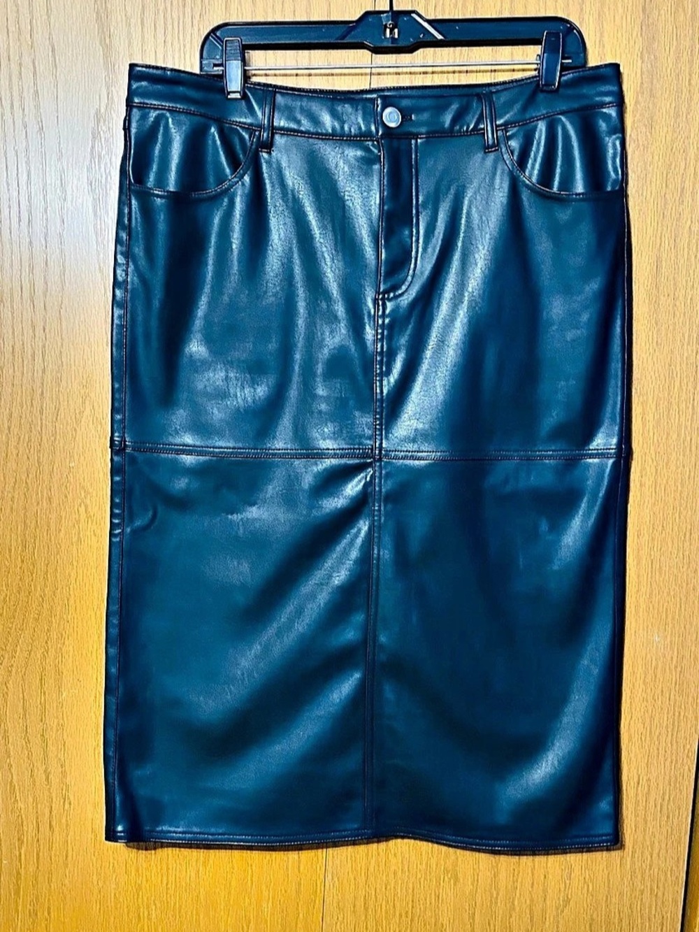Faux Leather Midi Pencil Skirt Like New
